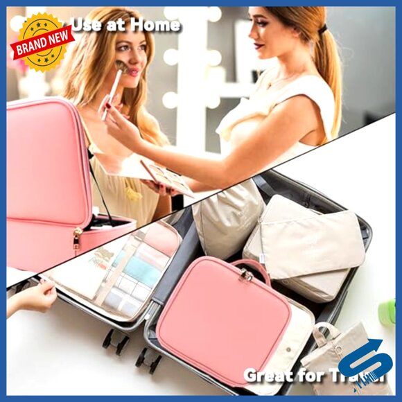 Amazon.com : MOMIRA Makeup Train Case with Light & Mirror  Travel Makeup Organizer with LED Mirror Adjustable Dividers Brush Storage Pink